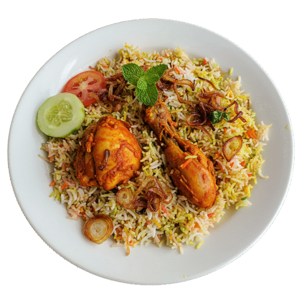 a plate of Chicken Biryani