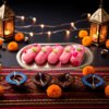 Anmol Pink Chum Chum Sweets on a tray. Diwali edition
