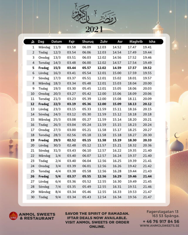 Ramadan Calendar 2024