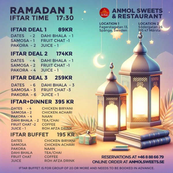 Iftar deals by Anmol Sweets Stockholm