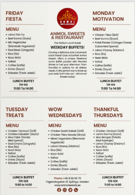 Anmol Lunch Buffet all week Menu. rectangle image.